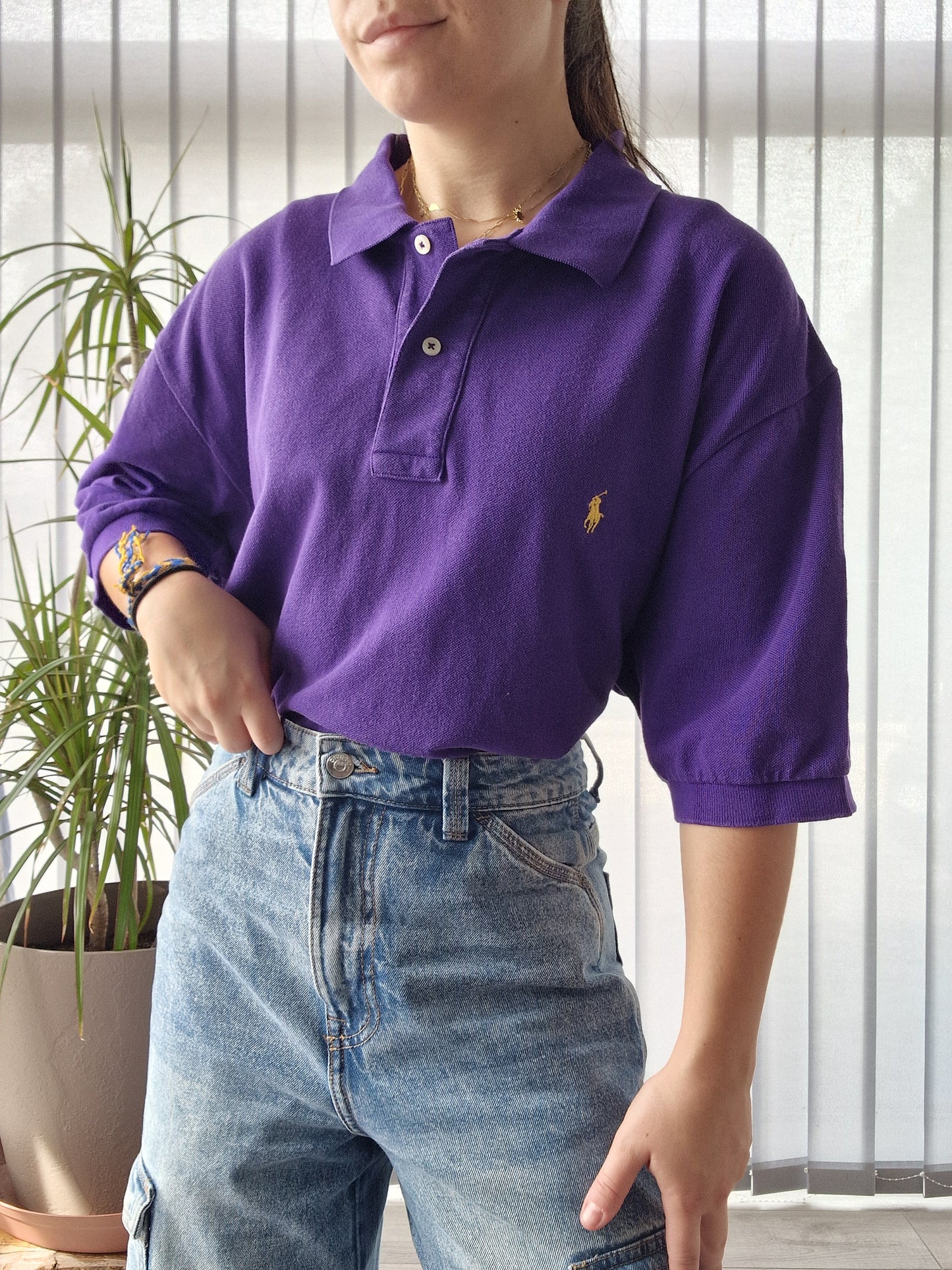 Polo MIXTE violet uni Ralph Lauren - XL/42