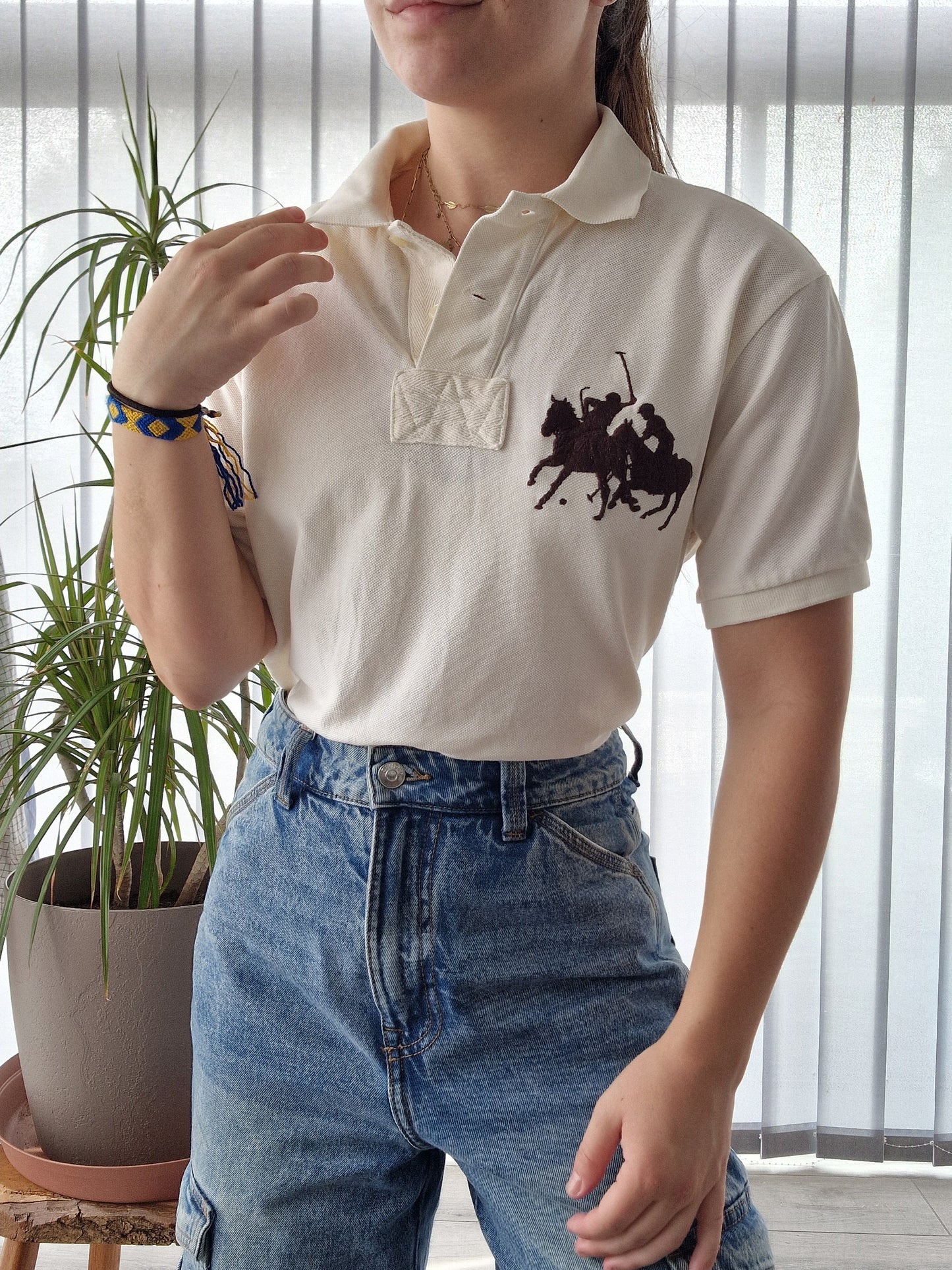 Polo crème big logo - S/36