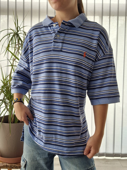 Polo MIXTE à rayures bleu - XL/42