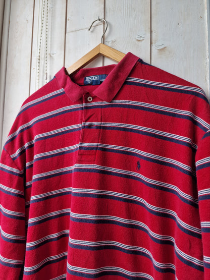 Polo MIXTE rouge à rayures - XL/42