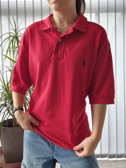 Polo MIXTE simple rouge Ralph Lauren - L/40