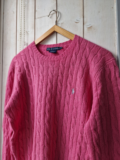 Pull en maille torsadée rose - M/38