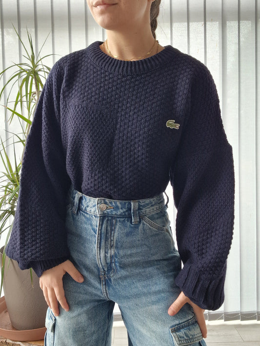 Pull en grosse maille bleu marine des années 80' - XL/42