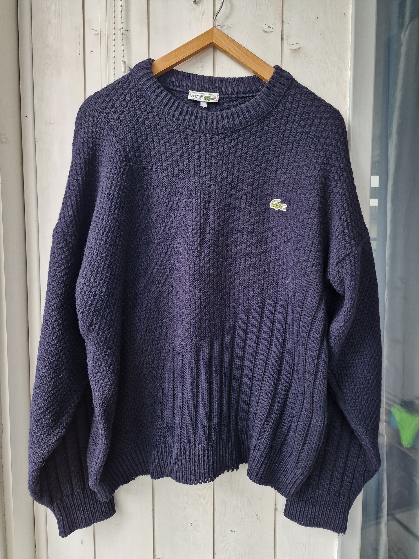 Pull en grosse maille bleu marine des années 80' - XL/42