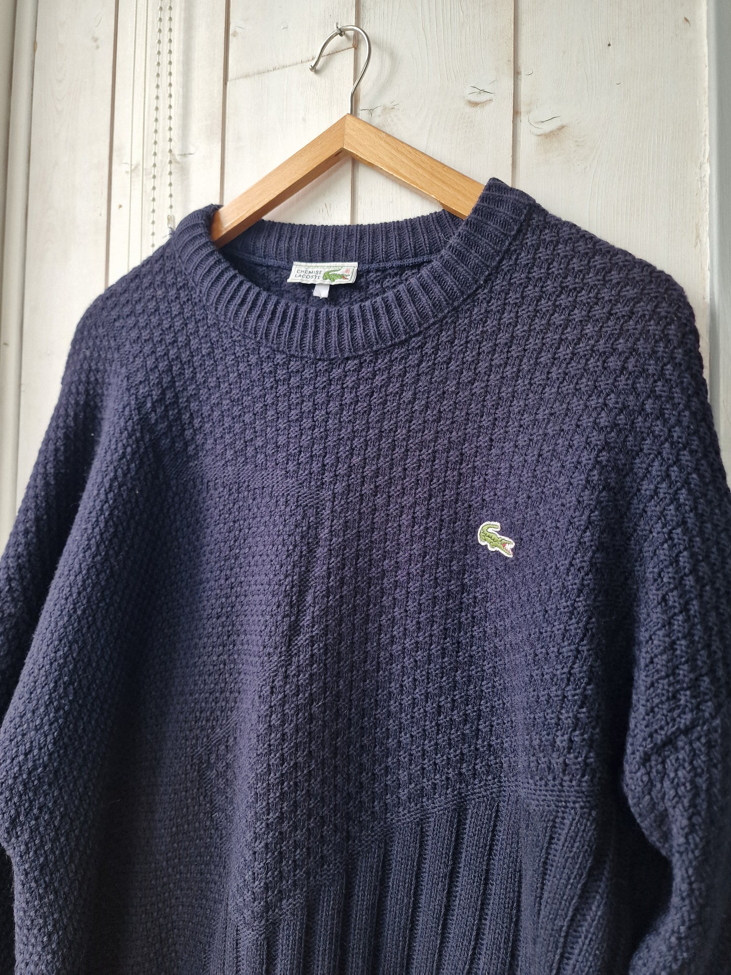 Pull en grosse maille bleu marine des années 80' - XL/42