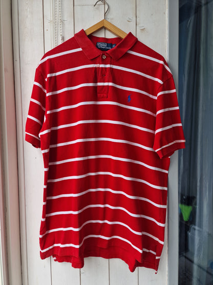 Polo MIXTE rouge à rayures - XL/42