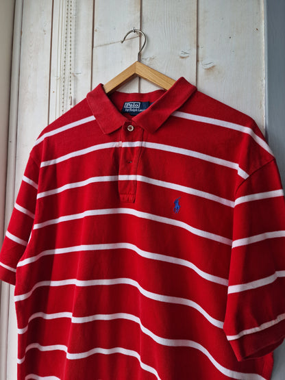 Polo MIXTE rouge à rayures - XL/42