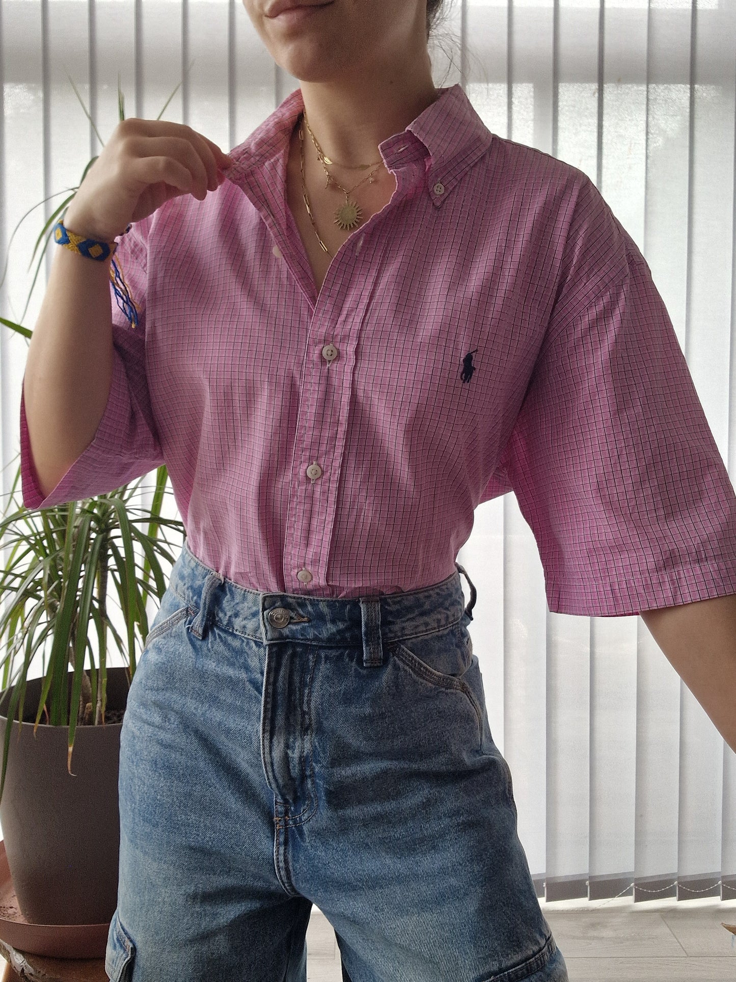 Chemise MIXTE rose à carreaux Ralph Lauren - S/36