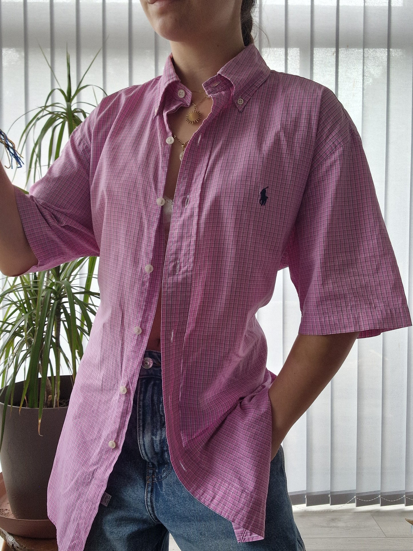 Chemise MIXTE rose à carreaux Ralph Lauren - S/36