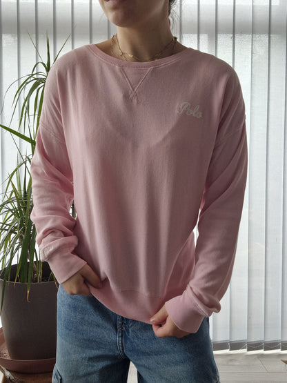 Pull léger rose clair bordé polo Ralph Lauren - XS/34