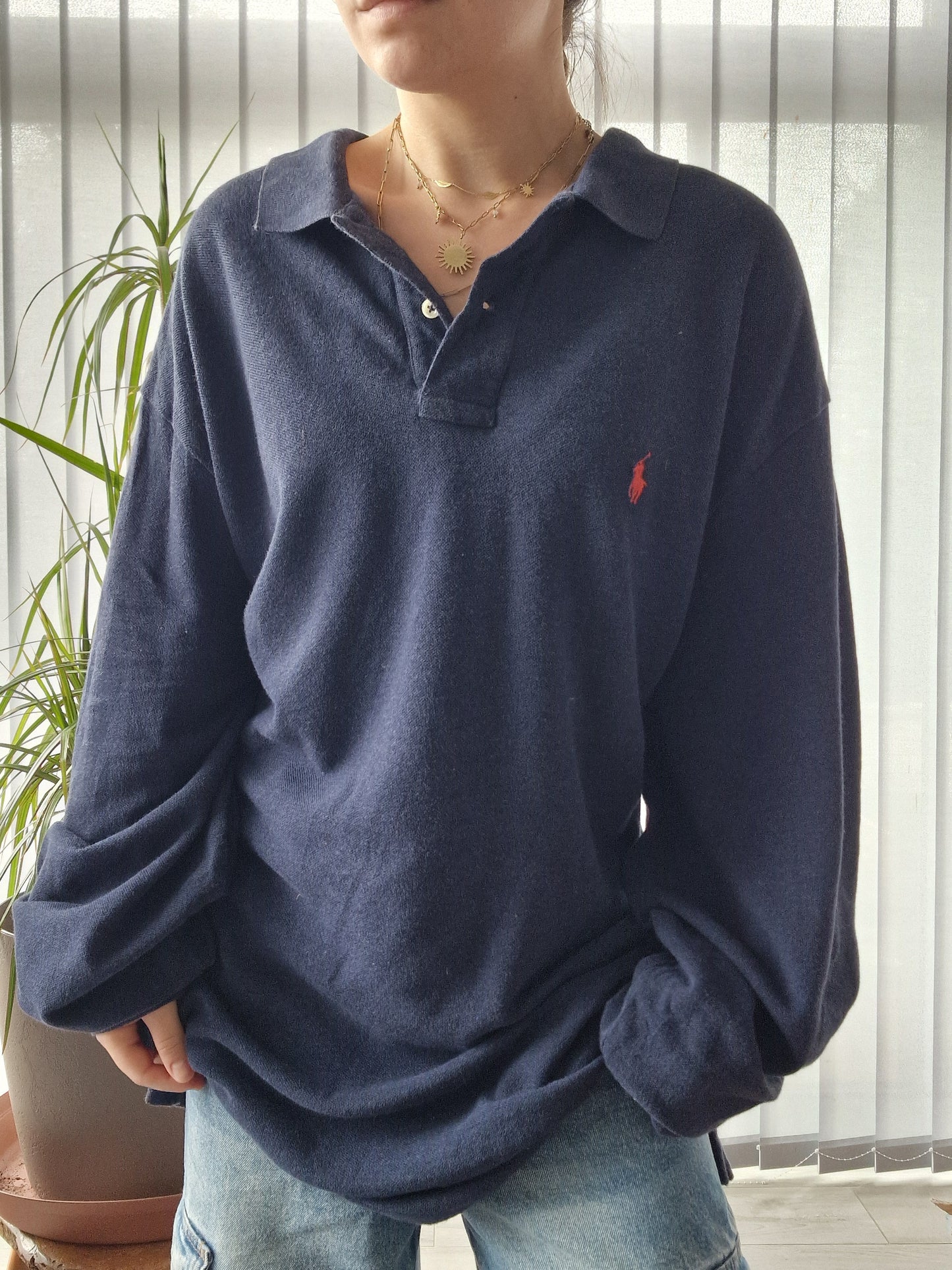 Polo HOMME manches longues marine - XL/42