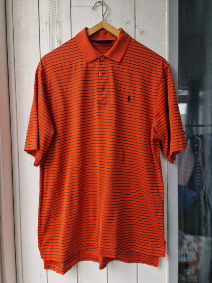 Polo MIXTE orange à rayures - L/40