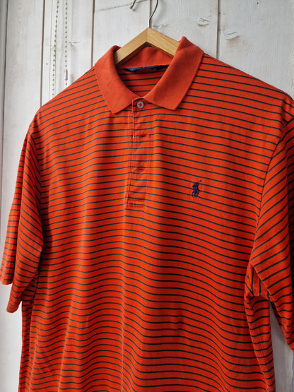 Polo MIXTE orange à rayures - L/40