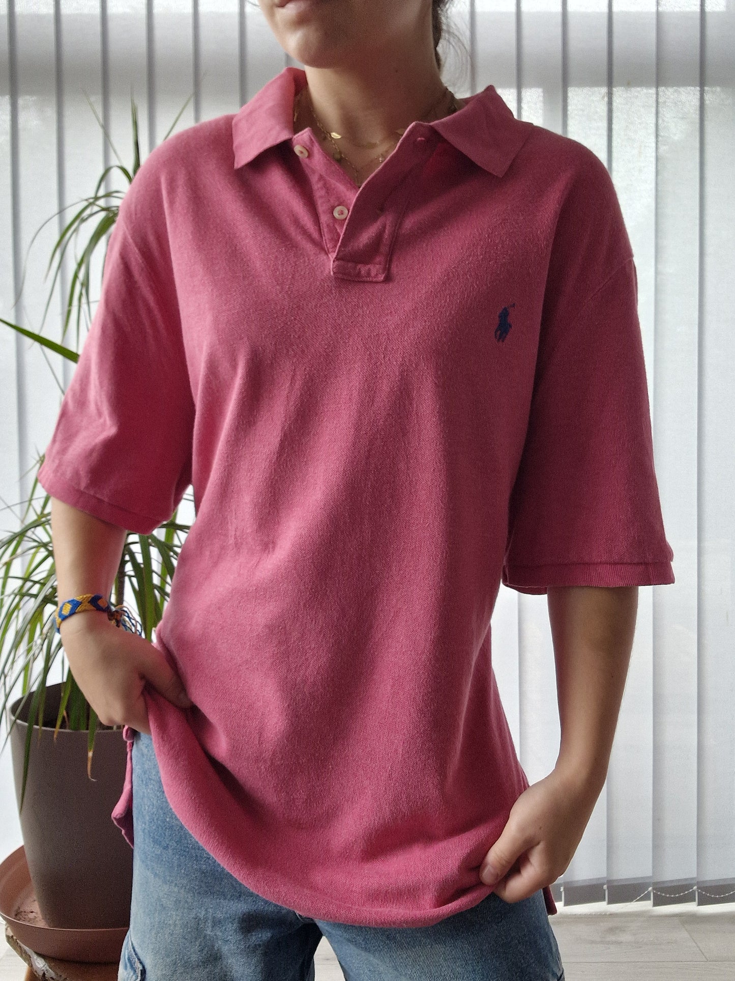 Polo MIXTE rose classic fit - XL/42