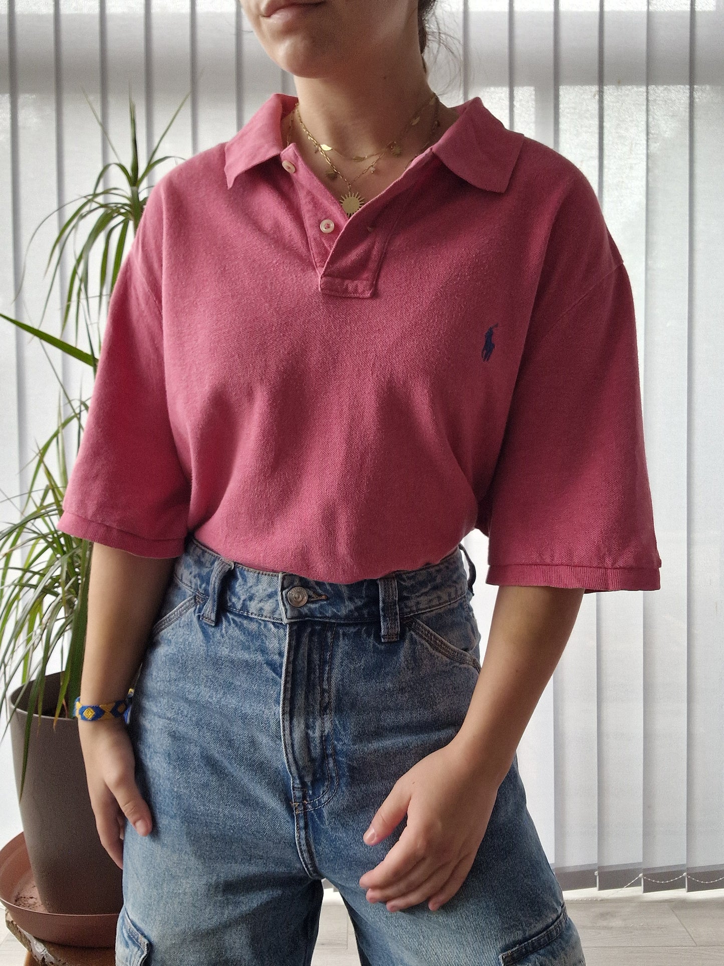 Polo MIXTE rose classic fit - XL/42