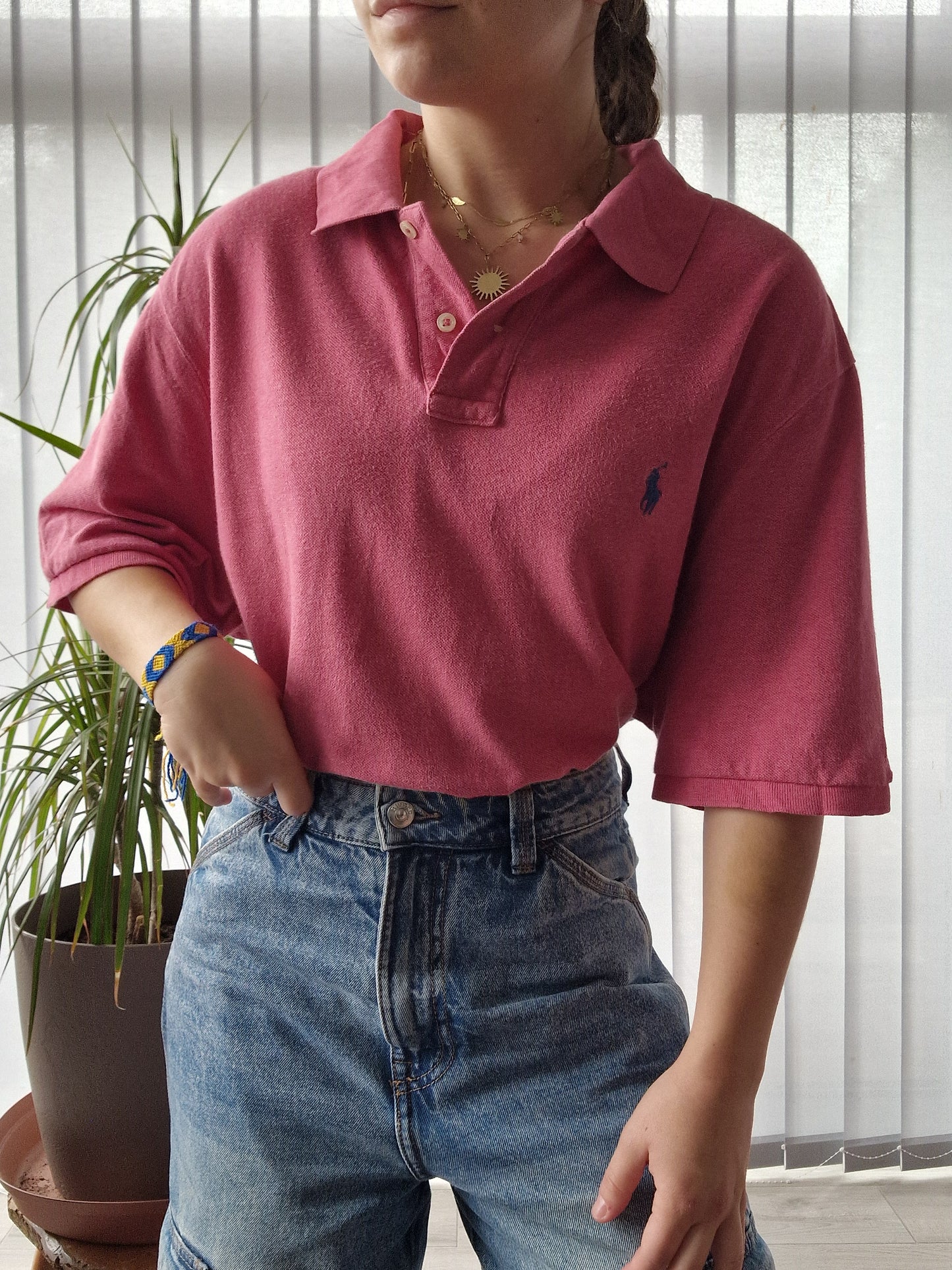 Polo MIXTE rose classic fit - XL/42