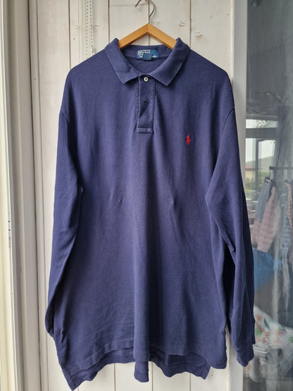 Polo manches longues marine - XXL/44 homme