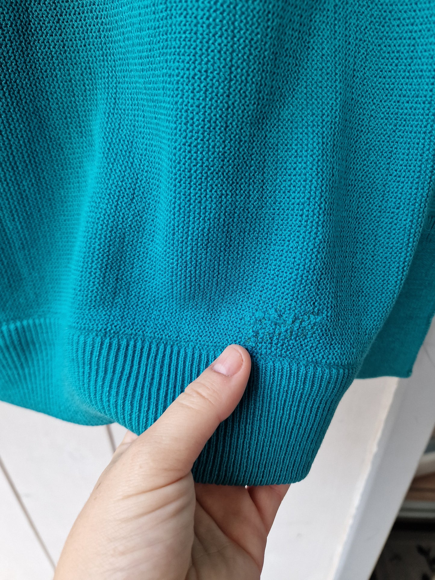 Cardigan turquoise des années 80' fabriqué en Espagne Lacoste - S/36