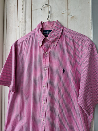 Chemise MIXTE rose à carreaux Ralph Lauren - S/36