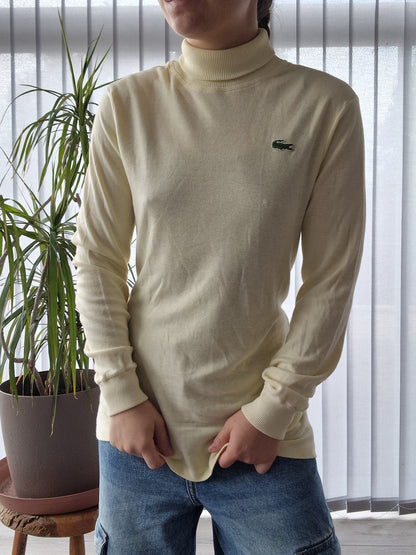 Pull col roulé jaune clair des années 80' - S/36