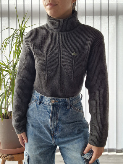 Pull col roulé noir en grosse maille - XS/34