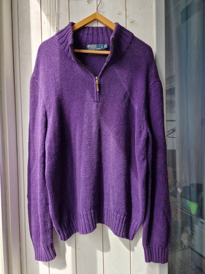 Pull camionneur en maille épaisse violette - XL/42