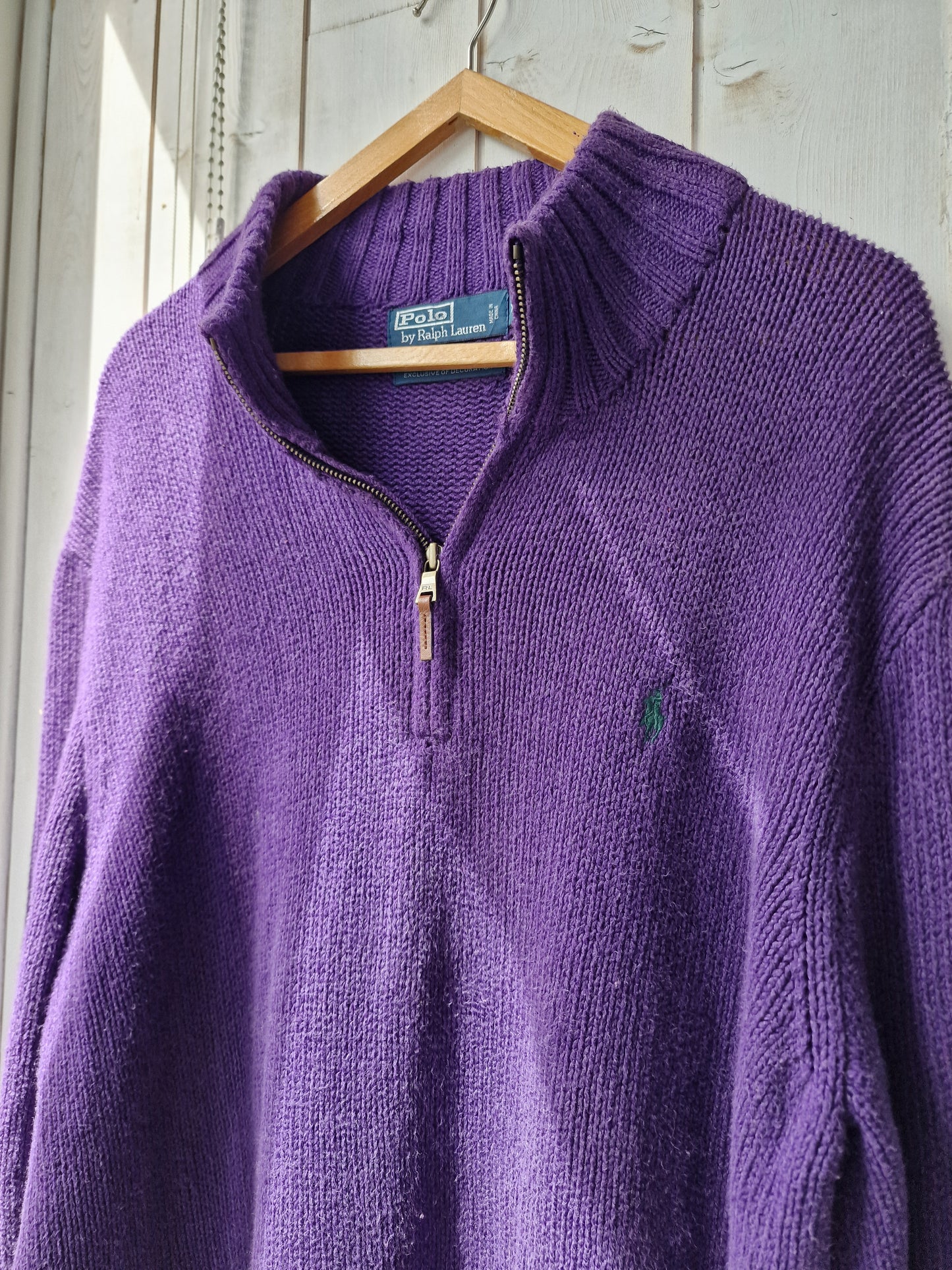 Pull camionneur en maille épaisse violette - XL/42