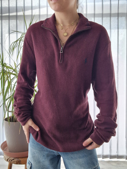 Pull camionneur HOMME bordeaux en maille piquée - M/38