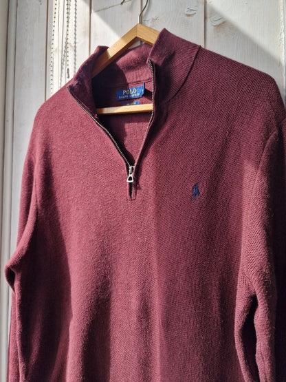 Pull camionneur HOMME bordeaux en maille piquée - M/38