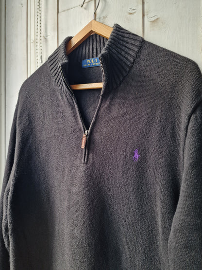 Pull camionneur MIXTE en maille épaisse noire - L/40