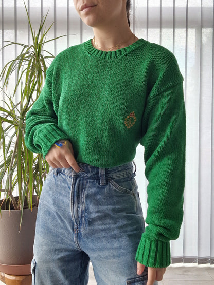 Pull en maille vert des années 90' - L/40