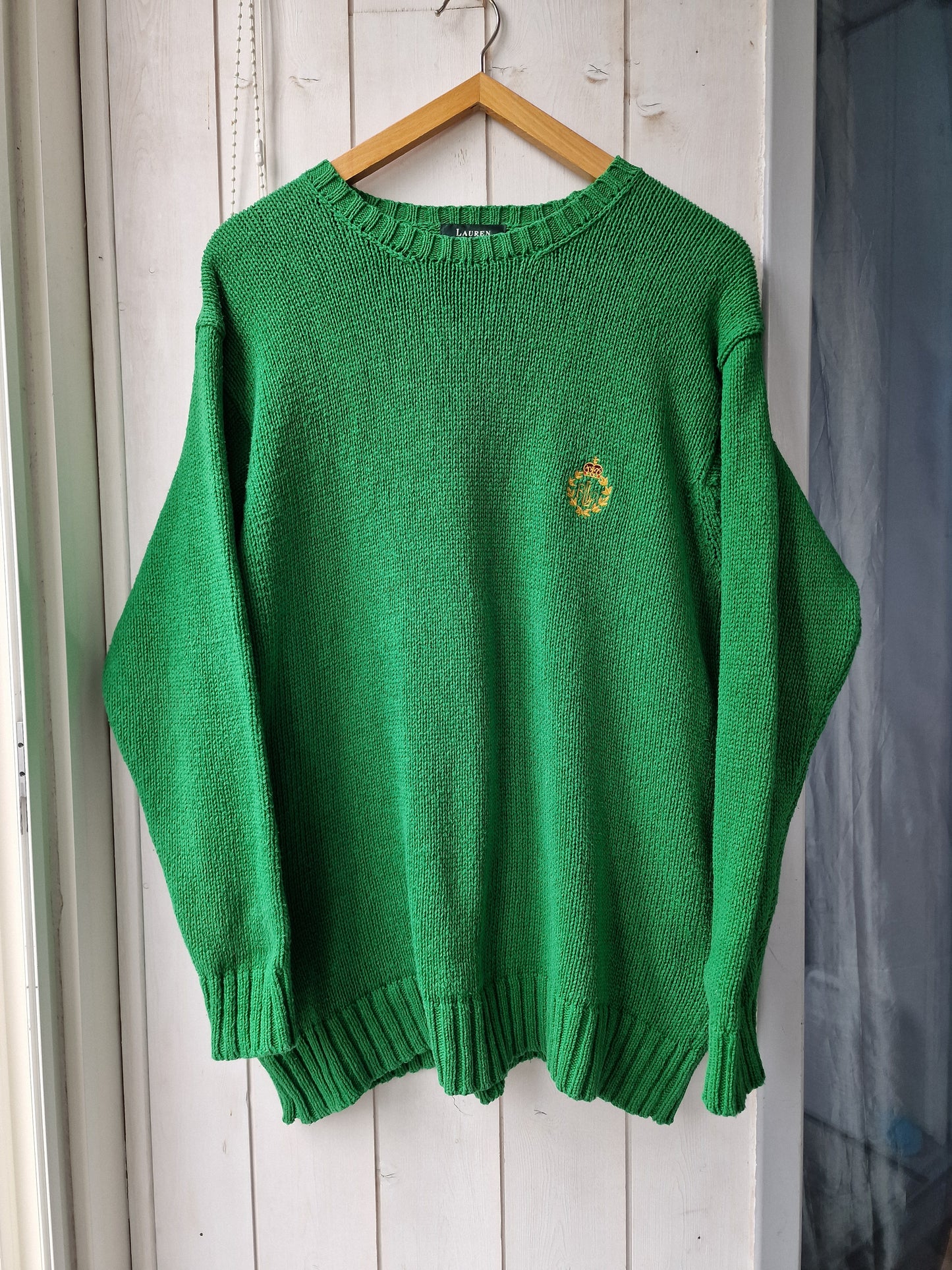 Pull en maille vert des années 90' - L/40