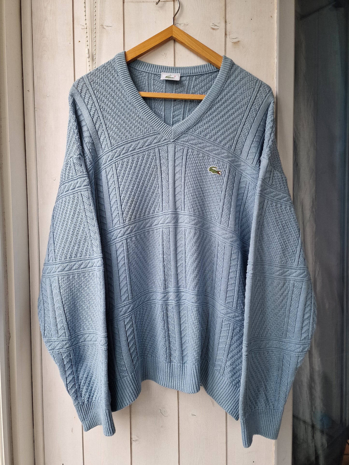 Pull bleu en maille travaillée des années 80' - L/XL