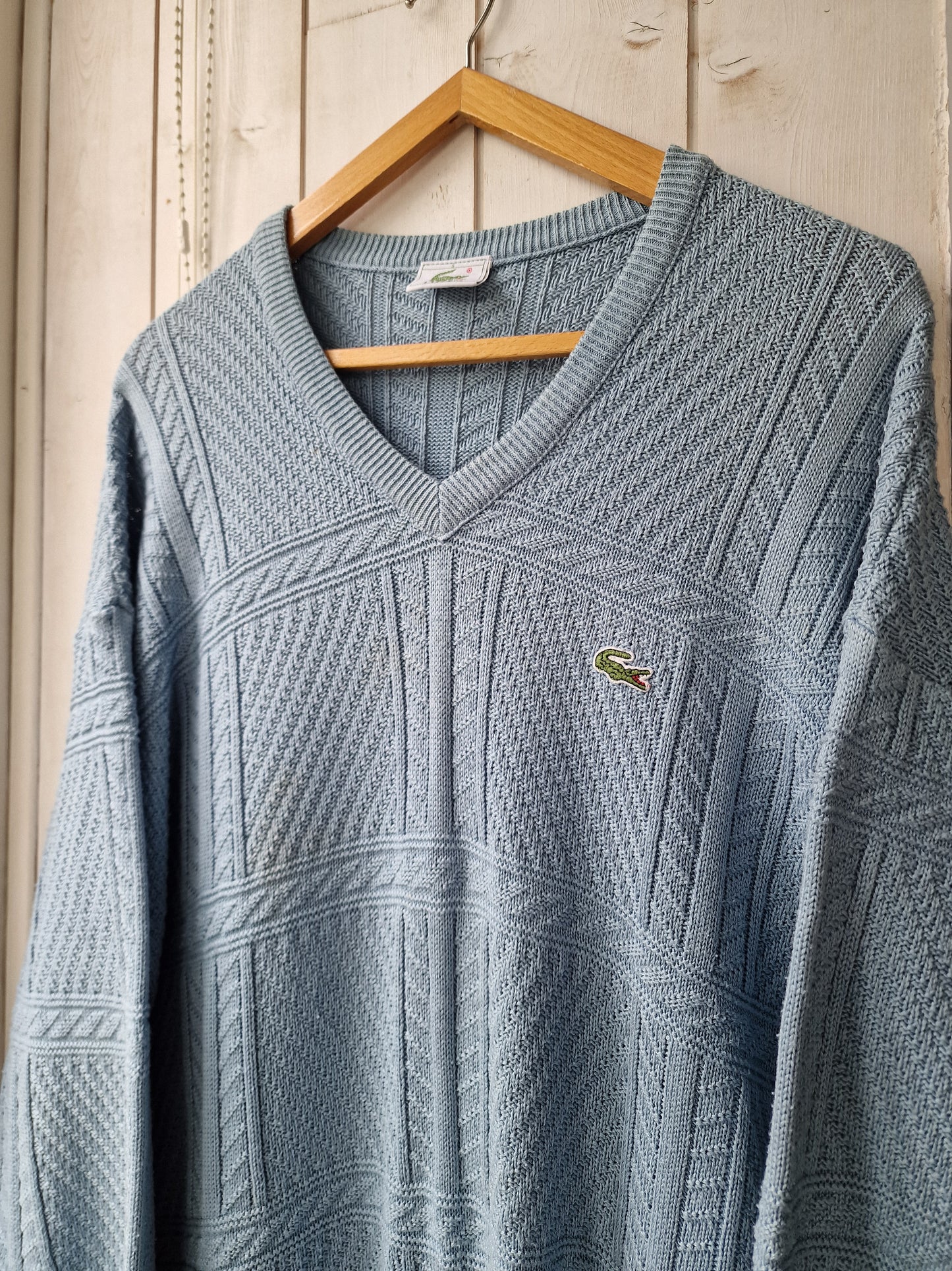 Pull bleu en maille travaillée des années 80' - L/XL