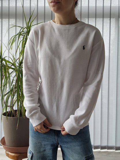 Sweat blanc en maille gaufrée - S/M