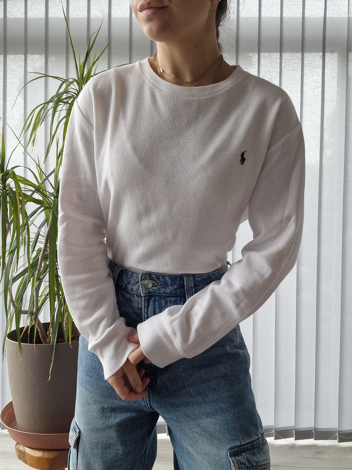 Sweat blanc en maille gaufrée - S/M