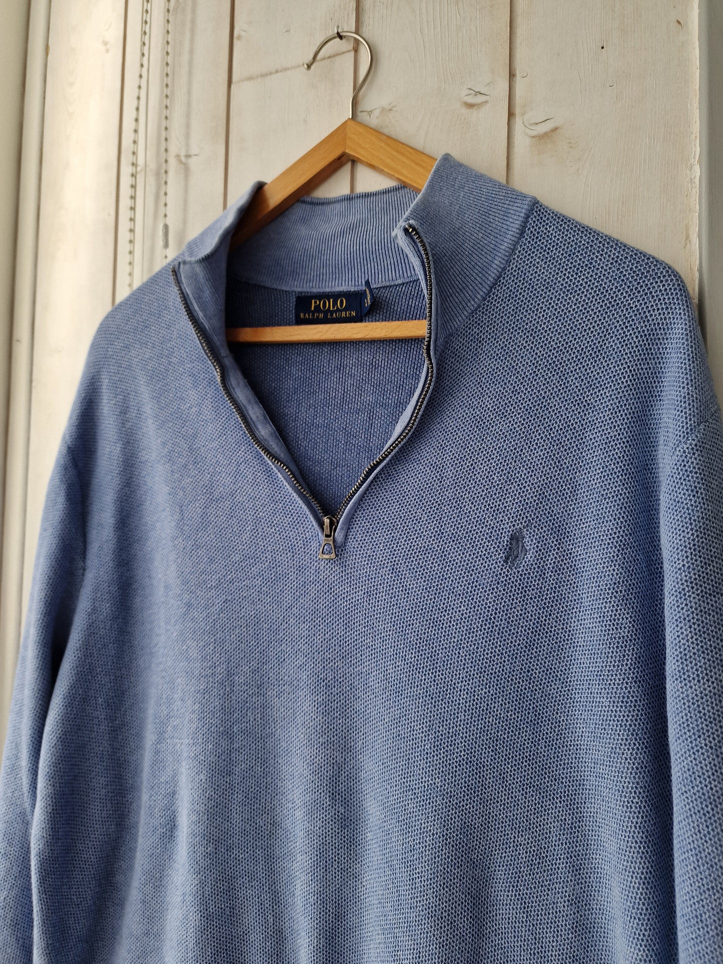 Pull camionneur en coton piquée bleu - L/40 oversize