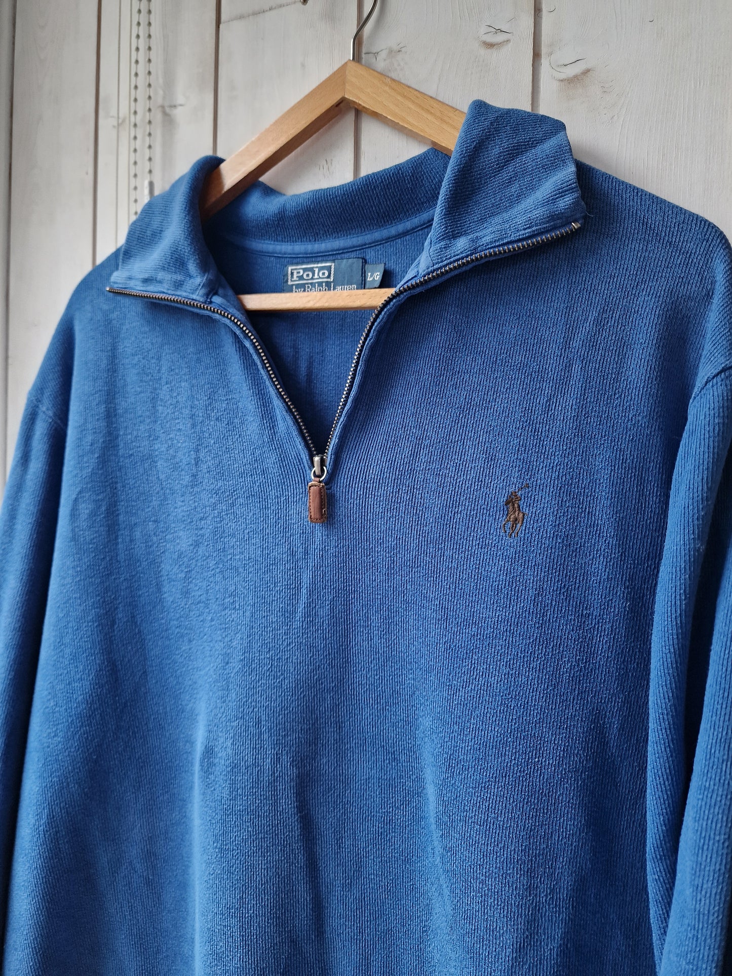 Pull camionneur HOMME bleu en coton doux - L/40