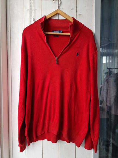 Pull camionneur rouge en maille fine - L/40