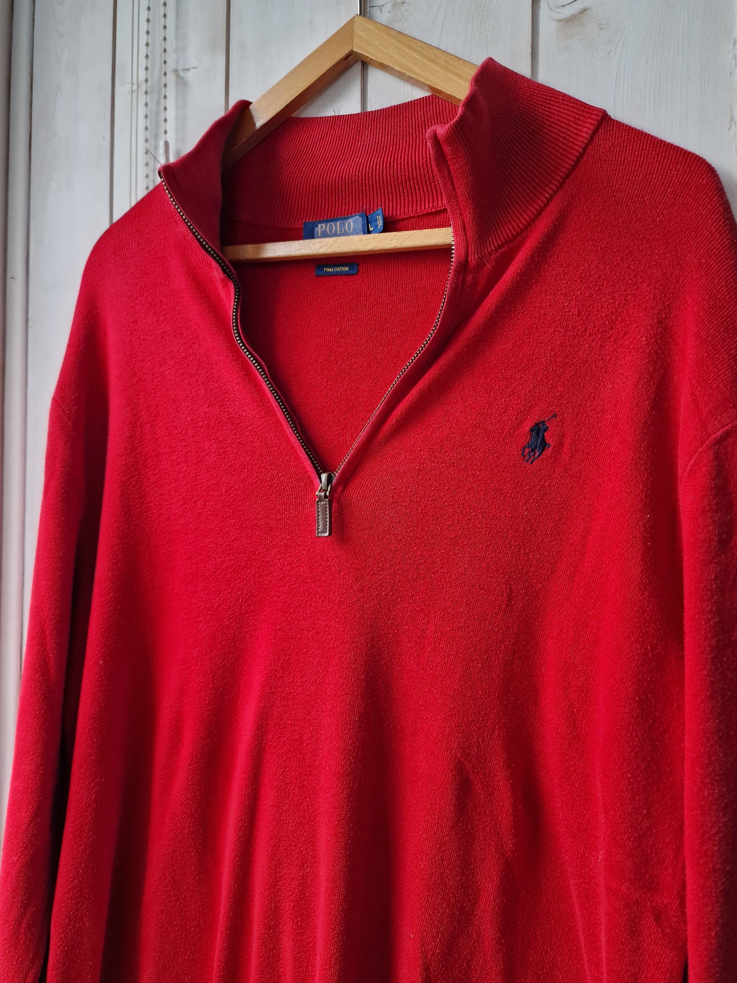 Pull camionneur rouge en maille fine - L/40