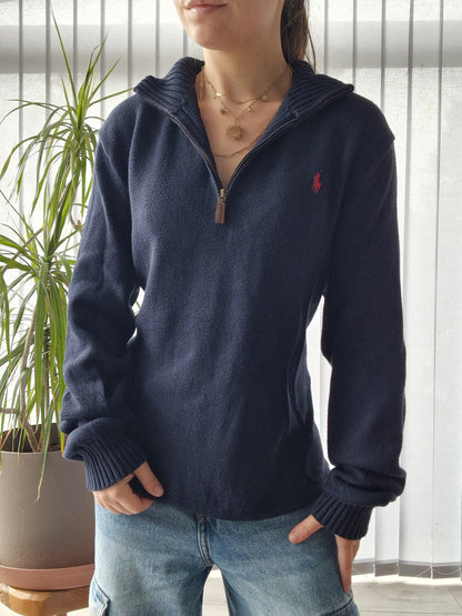 Pull camionneur HOMME en maille épaisse marine - M/38 (ou L femme)