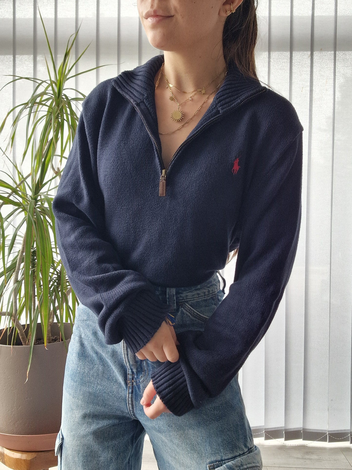 Pull camionneur HOMME en maille épaisse marine - M/38 (ou L femme)