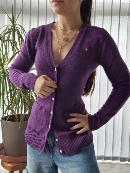 Cardigan en laine prune - S/36