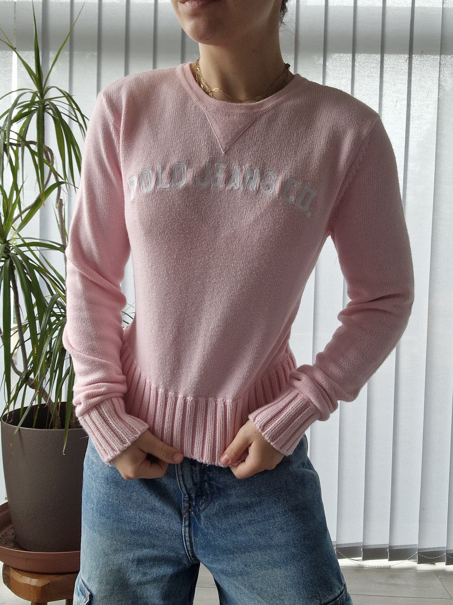 Pull rose pâle des années 90' - S/36