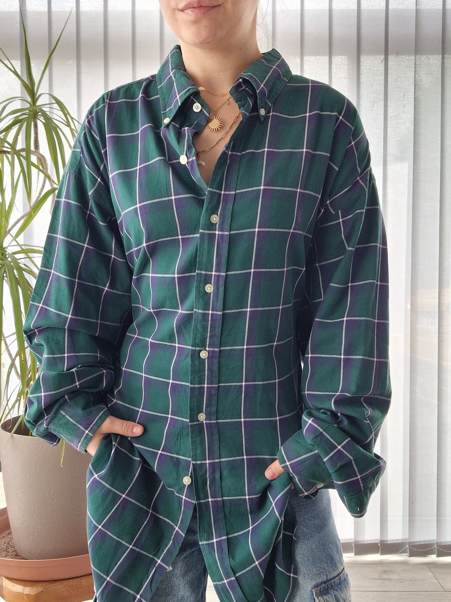 Chemise MIXTE vert à carreaux - XL/42