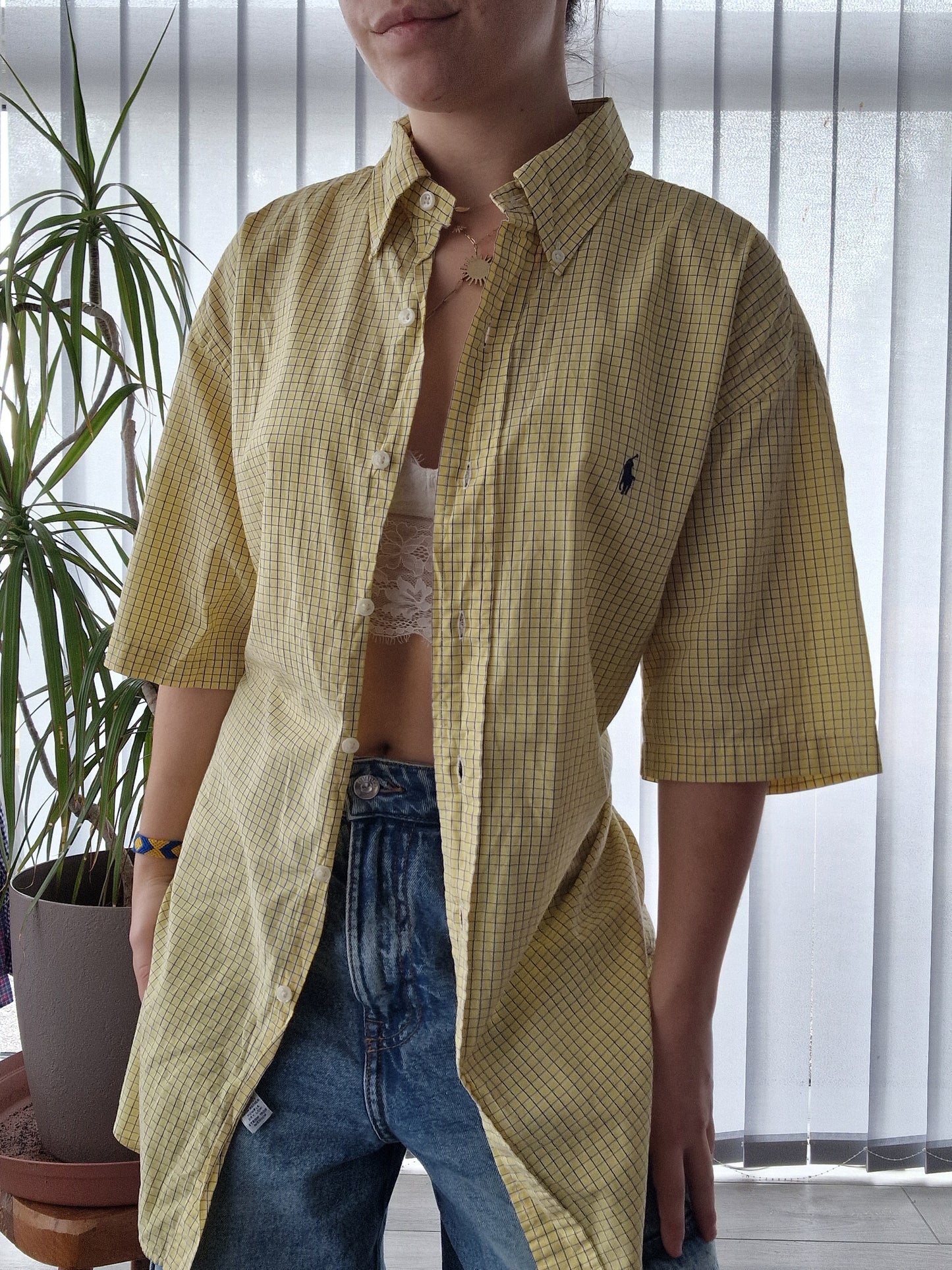 Chemise MIXTE jaune à carreaux - M/38