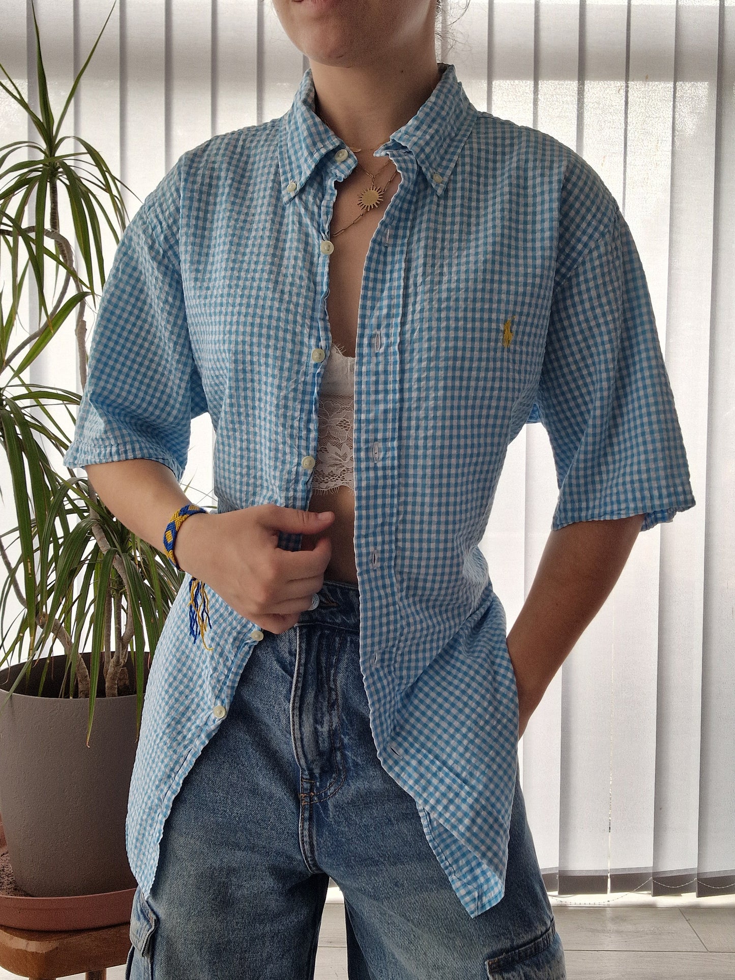 Chemise MIXTE vichy bleu ciel - M/38