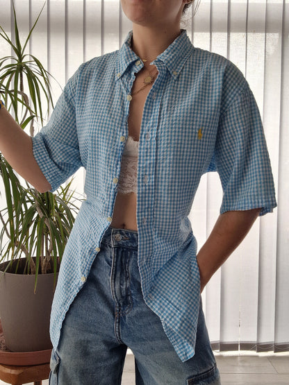 Chemise MIXTE vichy bleu ciel - M/38