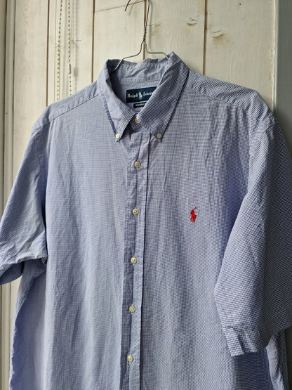 Chemise MIXTE à petit carreaux bleu - XL/42