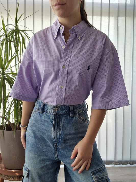 Chemise MIXTE violet à carreaux - L/40